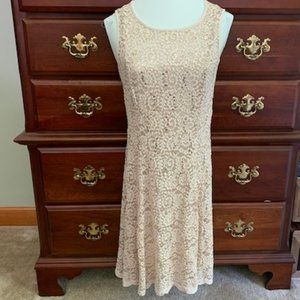 Beige Sequined Party Dress. Size 4.